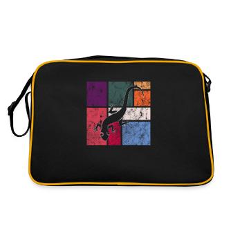 Eidechse - Retro Tasche - Schwarz/Gold - Hinten
