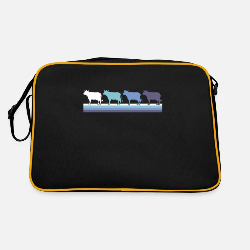 Kuh - Retro Tasche - Schwarz/Gold
