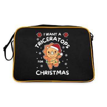 Je veux un tricératops pour Noël dinos mignons - Sac Retro - noir/or - Dos