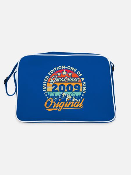 Geschenk zum 14./15-jährigen Jubiläum 2009 Jahrgang - Retro Tasche - Blau/Weiß - Hinten