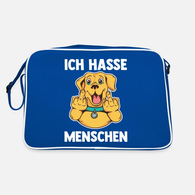 Ich Hasse Menschen Hund Retro Tasche