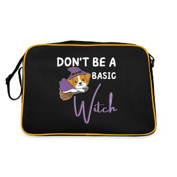 Jack Russell Halloween Hexe don't be a basic witch - Retro Tasche - Schwarz/Gold - Hinten