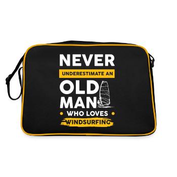 windsurfen alter mann - Retro Tasche - Schwarz/Gold - Hinten