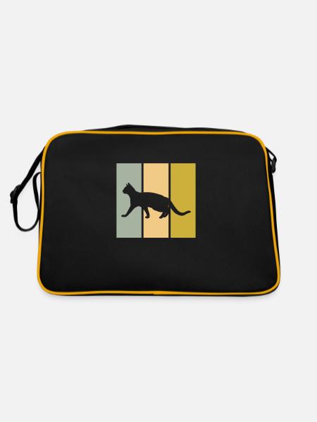 Katze - Retro Tasche - Schwarz/Gold