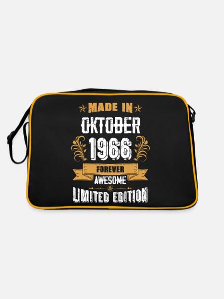 Oktober 1966 Vintage Jahrgang Geburtstag - Retro Tasche - Schwarz/Gold