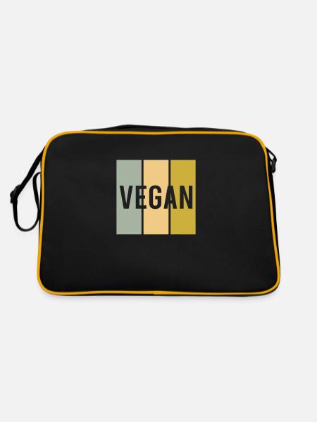 Vegan - Retro Tasche - Schwarz/Gold
