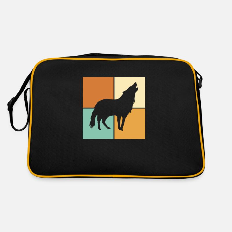 Wolf - Retro Tasche - Schwarz/Gold
