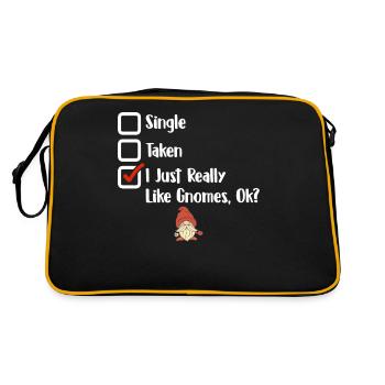 Lustiger Gartenzwerg Gartenarbeit Zwerggarten - Retro Tasche - Schwarz/Gold - Hinten
