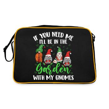 Lustiger Gartenzwerg Gartenarbeit Zwerggarten - Retro Tasche - Schwarz/Gold - Hinten