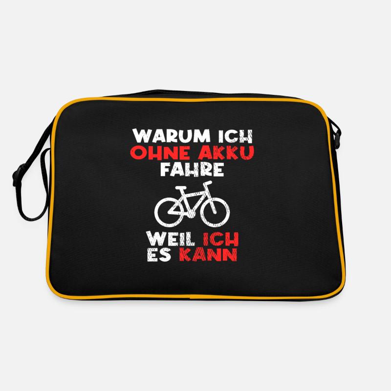 Fahrrad ohne Akku Spruch Retro Tasche