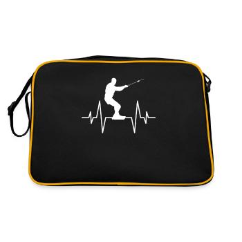 Kite Surfen Herzschlag - Retro Tasche - Schwarz/Gold - Hinten