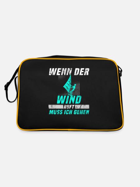 Kite surfen Spruch - Retro Tasche - Schwarz/Gold - Hinten