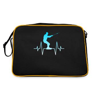 Kite Surfen Herzschlag - Retro Tasche - Schwarz/Gold - Hinten