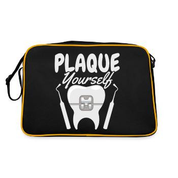 Lustige Zahnlaborantin Zahnärztin - Retro Tasche - Schwarz/Gold - Hinten