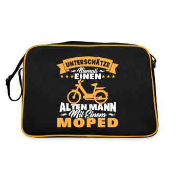 Alten mann mit einem Moped - Retro Tasche - Schwarz/Gold - Hinten