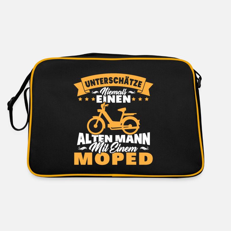 Alten mann mit einem Moped - Retro Tasche - Schwarz/Gold