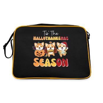 Tis' the Hallothanksmas Season Corgi - Retro Bag - black/gold - Back