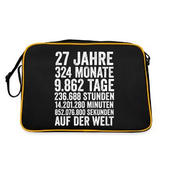 27 Jahre Siebenundzwanzigster Geburtstag - Retro Tasche - Schwarz/Gold - Hinten