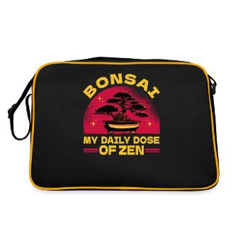 bonsai tree plants bonsai tree funny zen live - Retro Bag - black/gold - Back