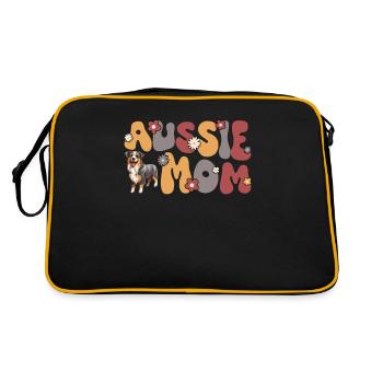 Australian Shepherd Blue Merle Groovy Aussie Mom - Retro Bag - black/gold - Back