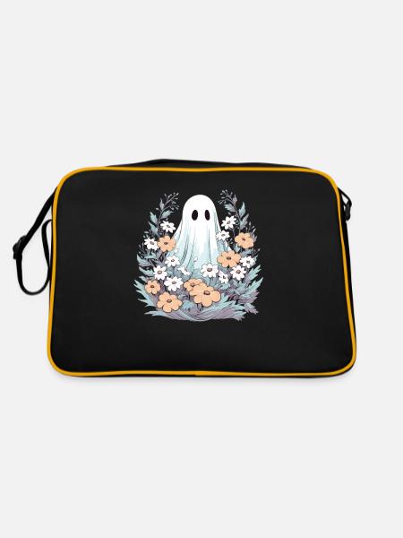 Halloween Groovy Ghost Hippie Fleurs Vintage - Sac Retro - noir/or - Dos