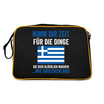 Griechen Grieche Griechenland - Retro Tasche - Schwarz/Gold - Hinten