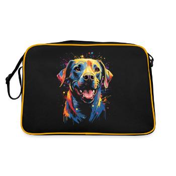 Wasserfarben Farbenfroher Labrador Labbi - Retro Tasche - Schwarz/Gold - Hinten
