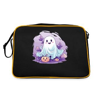 Halloween Groovy Ghost Hippie Pumpkin Vintage - Retro Bag - black/gold - Back