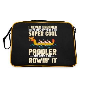 Funny cool dragon boat paddler I row it - Retro Bag - black/gold - Back