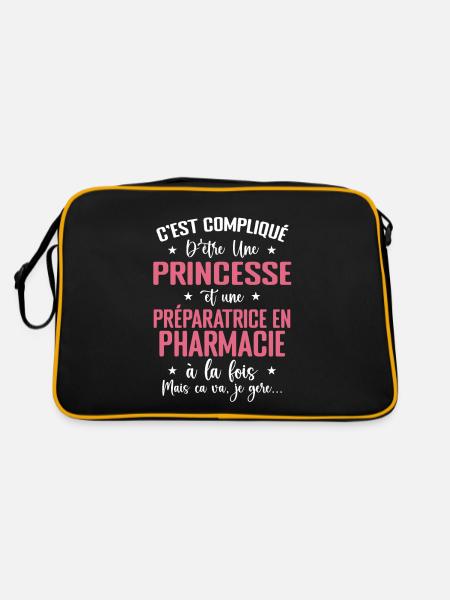 Princesse et une preparatrice en pharmacie - Sac Retro - noir/or - Dos