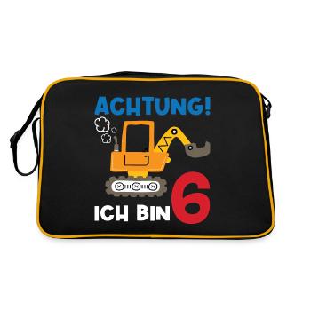 Achtung Ich bin Sechs - Retro Tasche - Schwarz/Gold - Hinten