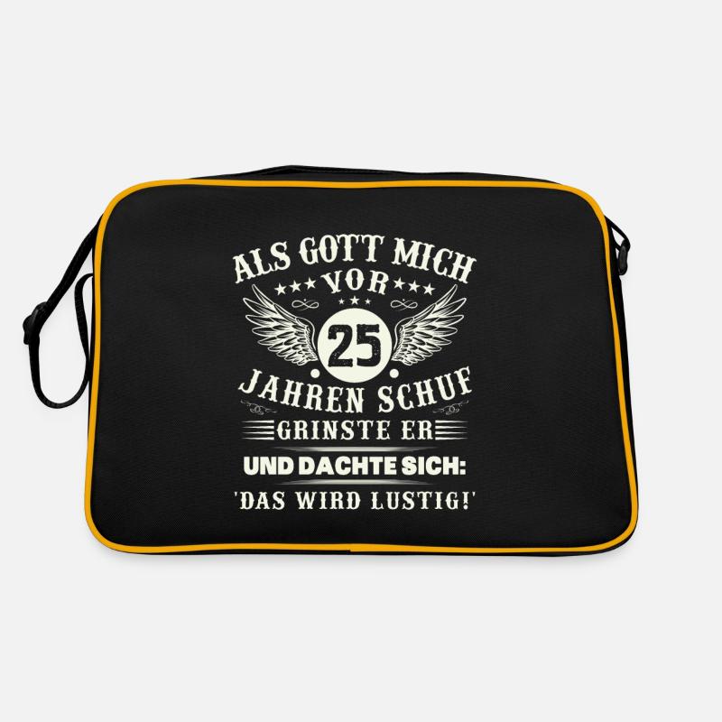 25. Geburtstag Als gott mich vor 25 jahren schuf - Retro Tasche - Schwarz/Gold