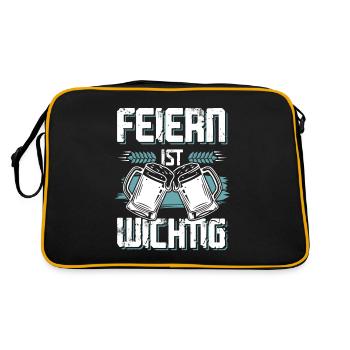 feiern bier - Retro Tasche - Schwarz/Gold - Hinten