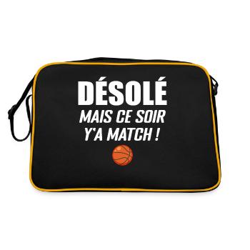 Désolé Mais Ce Soir Y'a Match - Basketball - Sac Retro - noir/or - Dos