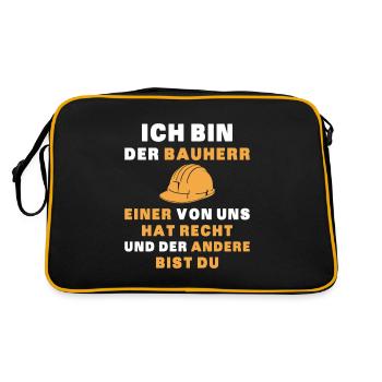 Bauherr Hausbau Hauskauf - Retro Tasche - Schwarz/Gold - Hinten