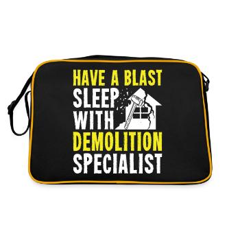 Lustiger Tag des Hausabrisses - Retro Tasche - Schwarz/Gold - Hinten