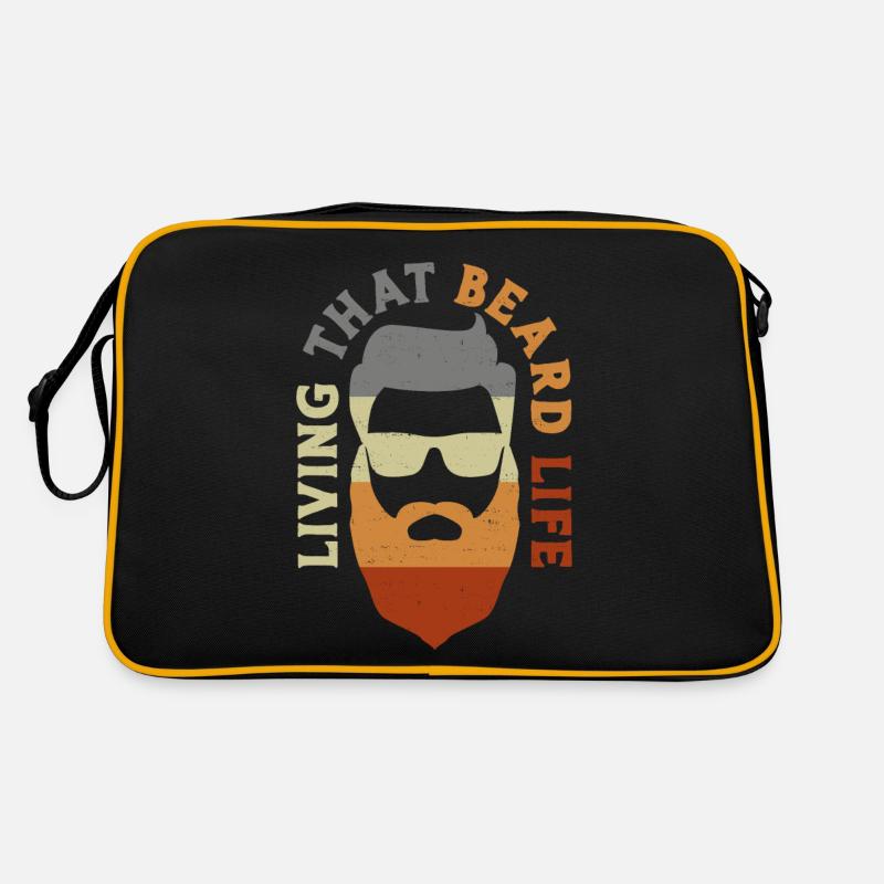 Beard Lover Bearded Man Living - Retro Tasche - Schwarz/Gold