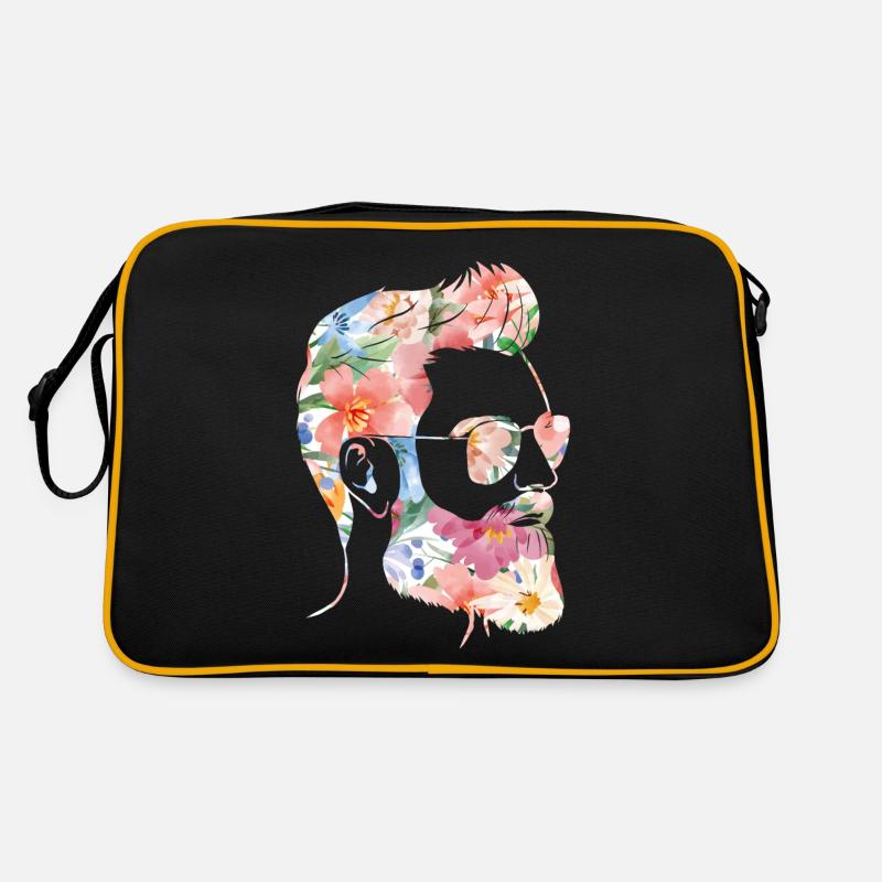 Beard Lover Bearded Man Flower Retro Tasche