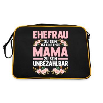 Ehefrau Mutter Mama - Retro Tasche - Schwarz/Gold - Hinten
