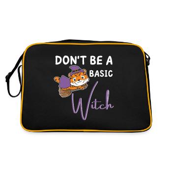 Tiger Halloween Hexen don't be a basic witch - Retro Tasche - Schwarz/Gold - Hinten