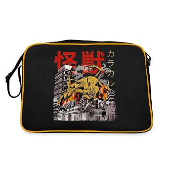 Kaiju Big Floppa Monstre Anime Japonais Caracal - Sac Retro - noir/or - Dos