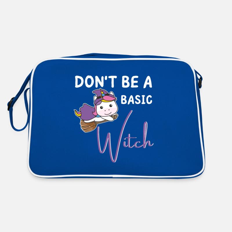 Einhorn Halloween Hexen don't be a basic Witch Retro Tasche