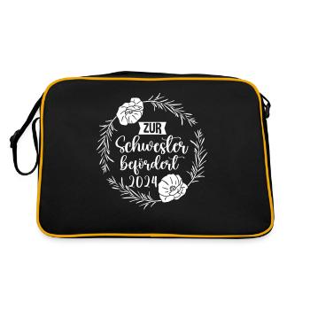 Werdende Schwester 2024 - Retro Tasche - Schwarz/Gold - Hinten