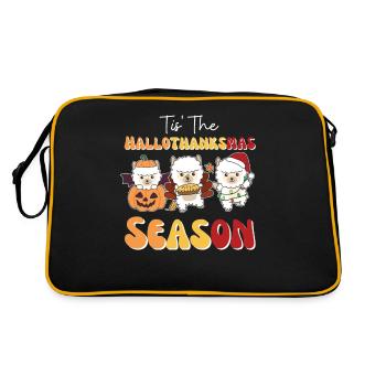 Tis' the Hallothanksmas Season Alpaca - Retro Bag - black/gold - Back