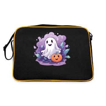 Halloween Groovy Ghost Hippie Pumpkin Vintage - Retro Bag - black/gold - Back