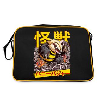 Kaiju Honey Badger Japanese Anime Monster Puzzle - Retro Bag - black/gold - Back