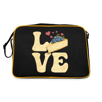 Dessert Blaubeer-Käsekuchen LOVE - Retro Tasche - Schwarz/Gold - Hinten