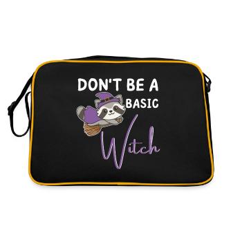 Waschbär Halloween Hexen don't be a basic witch - Retro Tasche - Schwarz/Gold - Hinten