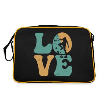 Klettern Kletterer Bouldern LOVE - Retro Tasche - Schwarz/Gold - Hinten