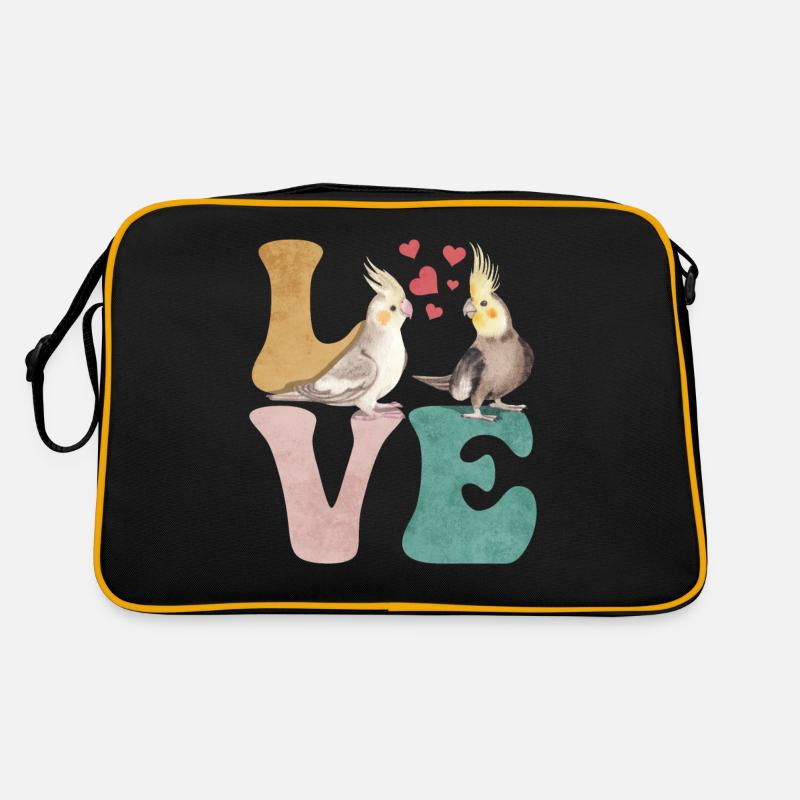 Nymphensittich Papagei LIEBE Retro Tasche